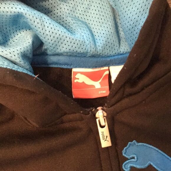 Boys kids Puma Black teal Sweat hoodie jacket - Picture 2 of 3